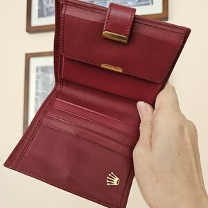 Rolex Red Leather Wallet with Gold Details